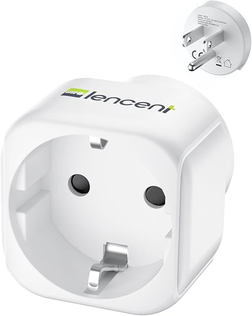 LENCENT Europe au Canada Adaptateur de prise, Européen à USA Adaptateur, adaptateur de prise d'entrée américain, EU à US Adaptateur, Europe à CA/USA Convertisseur de prise de voyage
