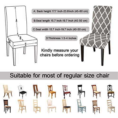 JQinHome Dining Room Chair Covers Set of 8, High Stretch Chair Slipcover Removable Washable Dining Room Chair Covers,Kitchen Chair Cover for Home Party Hotel Wedding Ceremony (Grey White) — view 5