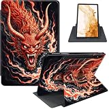 Case for Samsung Galaxy Tab S8 Plus 2022 / S7 FE 2021 / S7 Plus 2020 12.4-Inch, 360° Rotating PU Leather Stand Cover with Auto Sleep/Wake, Shockproof TPU Backl, Red Dragon