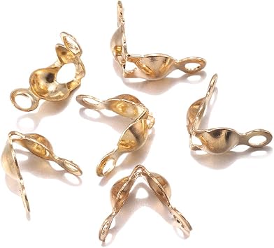 AGCFABS 200pcs/lot Connector Clasp Fitting 4 * 7mm Ball Chain Calotte End Crimps Beads Connector Components for DIY Jewelry Making Supplie KC Gold