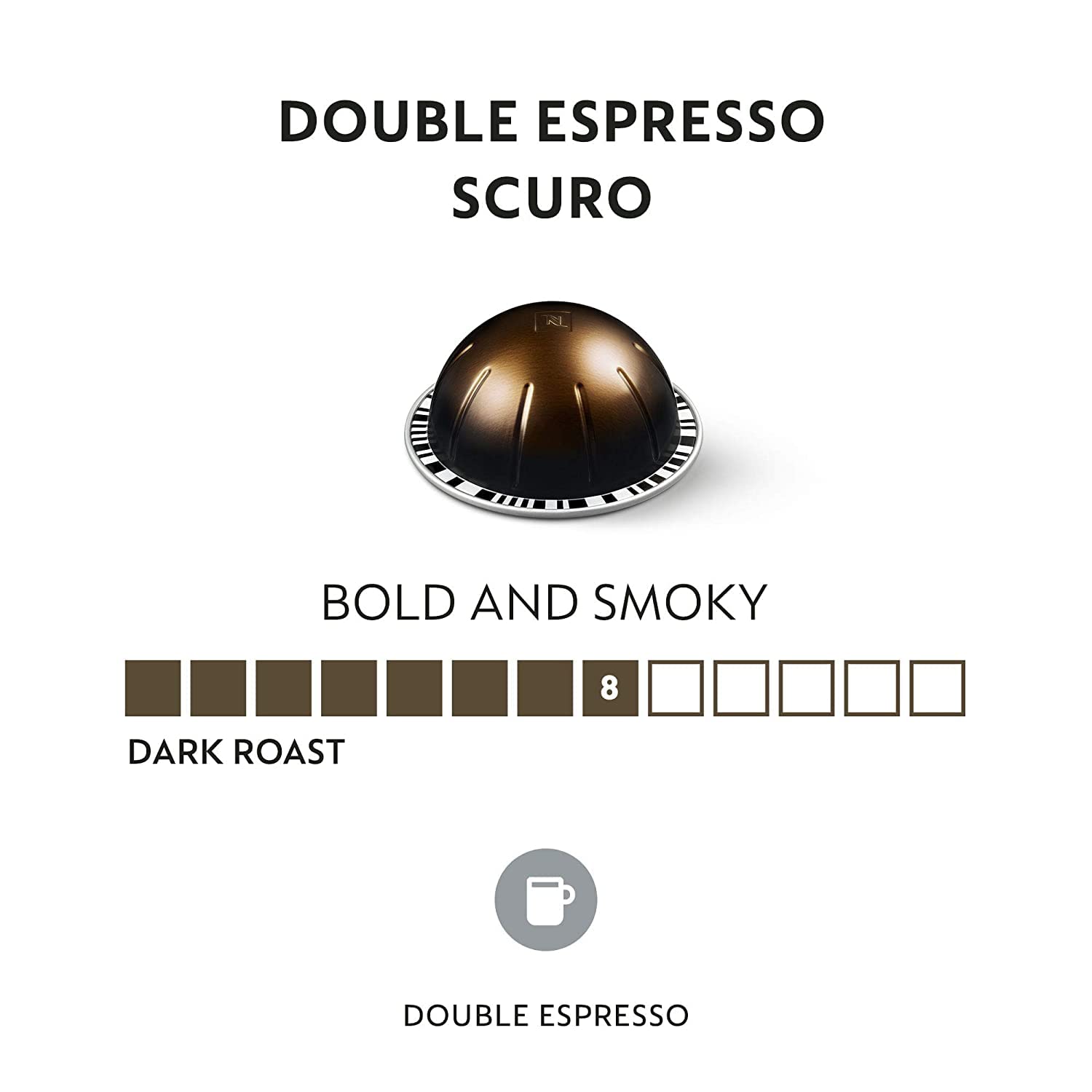 Kapsułki Nespresso VertuoLine, Odacio, Ciemna prażona kawa, 30 kapsułek, 230 ml & Kapsułki VertuoLine, Podwójne Ciemne Espresso Kawa, 30 kapsułek, 80 ml