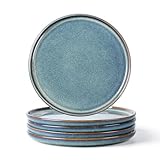 AmorArc Ceramic Plates Set of 6, 8.5 Inch Reactive Glaze Stoneware, Dessert, Salad, Appetizer, Small Dinner Plates, Microwave, Dishwasher Safe, Scratch Resistant Dishes Set for Kitchen