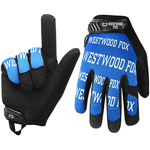 WESTWOOD FOX Work Gloves Utility Safety Gloves Non Slip Mechanic Gloves Firm Grip Touchscreen Mens Women Lightweight Working Gloves Wielding Builders (Blue, S) - Image 2