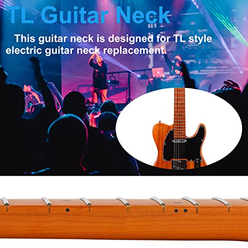 Polee Tl Electric Guitar Neck Replacement, 22 Fret Canadian Roasted Maple Guitar Neck, Skunk Stripe Back Inlay,14Inch Radius K #TOP6
