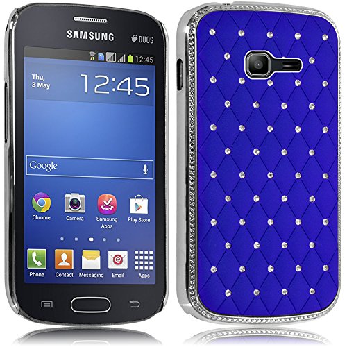 Seluxion – Carcasa rígida estilo diamante color azul para Samsung Galaxy Trend Lite + película de protección