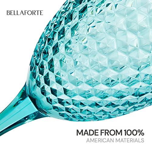 Bellaforte Shatterproof Tritan Premium Plastic Wine Glass, Set Of 4, 12Oz - Laguna Beach Unbreakable & Modern Drinking Glasses For Indoor Outdoor Parties, Christmas - Bpa Free - Dishwasher Safe - Blue #TOP4