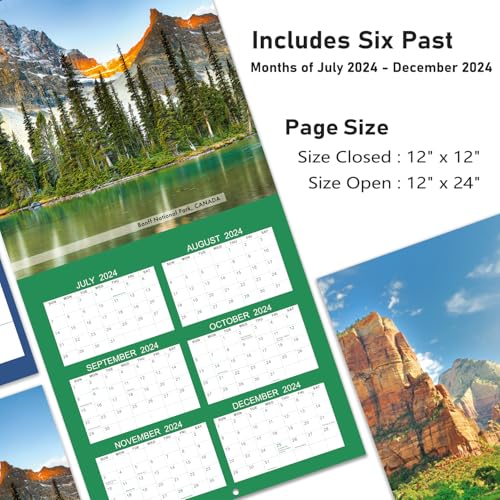 2025 Wall Calendar - National Parks Wall Calendar 2025, January 2025 - December 2025, 12\" x 24\" (Open), Hanging Hook, Blocks and Holidays - Beautiful National Parks