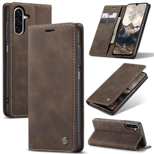 Cracedily for Samsung Galaxy A26 Case, Flip Wallet Leather Case with Card Holder Magnetic Closure Shockproof Kickstand Protective Phone Cases Cover for Galaxy A26, Coffee