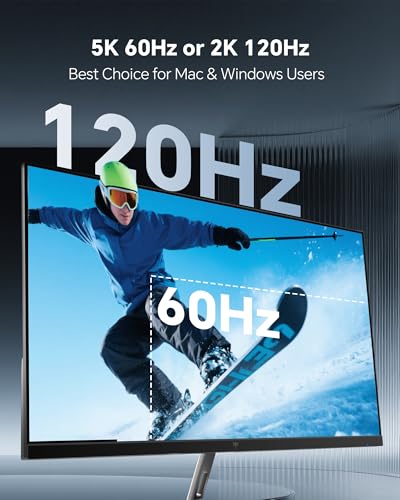 Image of KTC 27 Inch 5K Monitor, 5120 x 2880 5K2K Monitor with 65W Type-C Port, Dual Mode Computer Monitors Compatible with Mac mini, IPS Panel, HDR 400, 217 PPI, 135% sRGB, HDMI DisplayPort, Tilt, H27P3