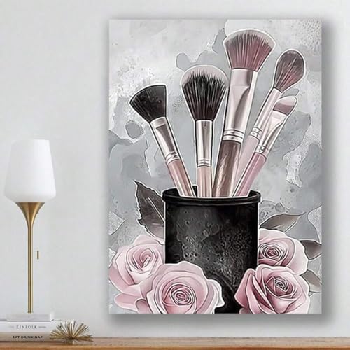 Toile murale pinceaux de maquillage 40x60 cm pour sublimer votre coiffeuse