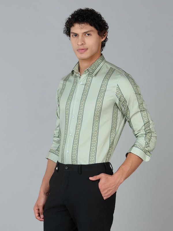 Image of Men's Printed Regular Fit Full Sleeves Cotton Formal Shirt