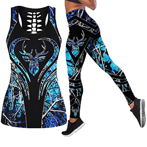 Ensemble débardeur cerf rose et leggings 4XL pour femme