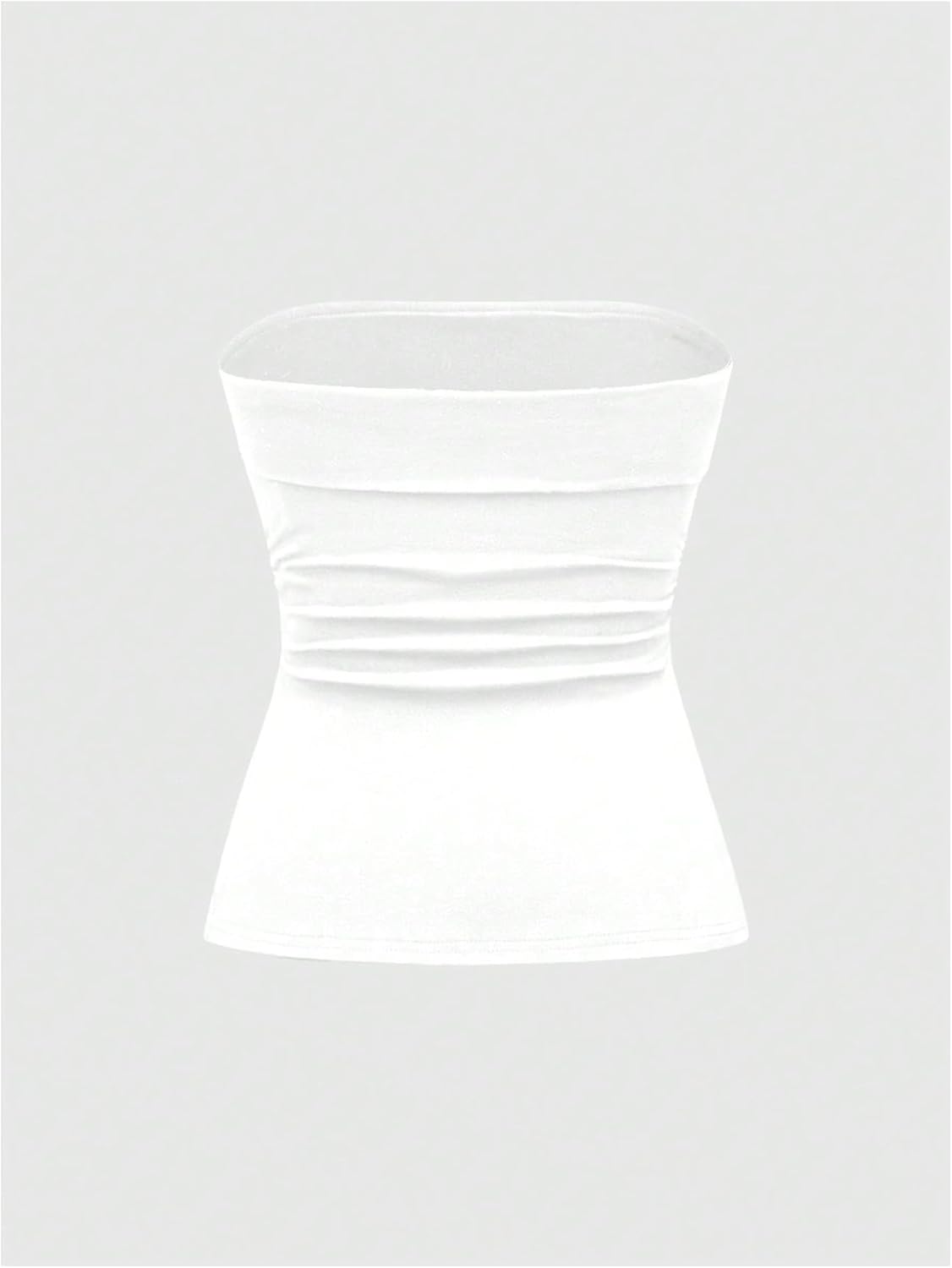 WDIRARA Women's 2 Piece Tube Tops Strapless Ruched Split Side Bandeau Fitted Tops - Image 5