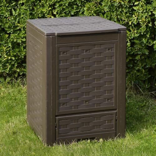 Toomax Composter Rattan Marrone Da Giardino 300L Effetto Rattan 60X60X83H Cm, Contenitore Per Compostaggio In Plastica Riciclata, Resistente Ai Raggi Uv, Con Coperchio E Sportello Per Aerazione - 5