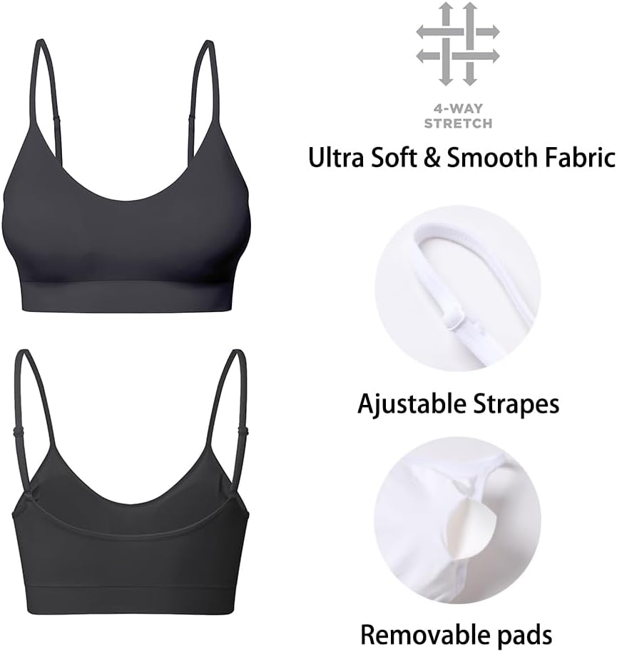 Padded Bralette for Women Straps Sleep Bras Seamless Yoga Sport Bras 3 Pack - Image 6