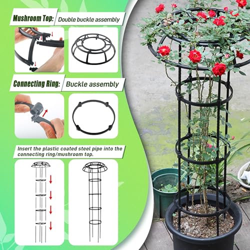 Quibbay Garden Trellis for Climbing Plants Outdoor, 65 Inch Mushroom Top Trellis for Climbing Plants, Plant Trellis Support for Potted Plants Climbing Vine Rose Clematis Vegetable Trellis, 1 Pack by Quibbay - Used condition - Image 5