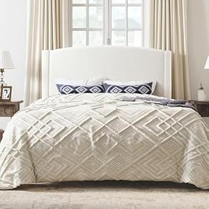 SHA CERLIN Soft Teddy Fabric Bed Frame Queen Size, Curved Headboard, White