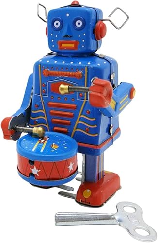 Miniatura 2 de Mecanismo Drumming Robot Wind Up Cartoon Toy Hojalata Vintage Juguete de la Infancia Memoria Antiguo Juguete Retro Clásico Clockwork Primavera para