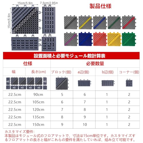 MAAOBR 階段マット 屋外用 滑り止め 泥落とし 雪落とし 玄関マット 厚み2cm 泥除けマット 速乾 耐久 雨雪対応 業務用 家庭用 水洗い可 転倒防止 階段すべり止めマット ホテル・食堂・ドア・店舗用 カスタムサイズ(グレー+イエロー,22.5x90cm) [2]