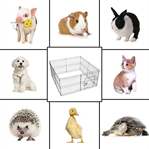 Yaheetech 8-TLG Welpenlaufstall Laufgitter Freilaufgehege Welpenzaun für Hund Katze Welpe Kaninchen mit Tür je Panel ca. 61 x 61 cm