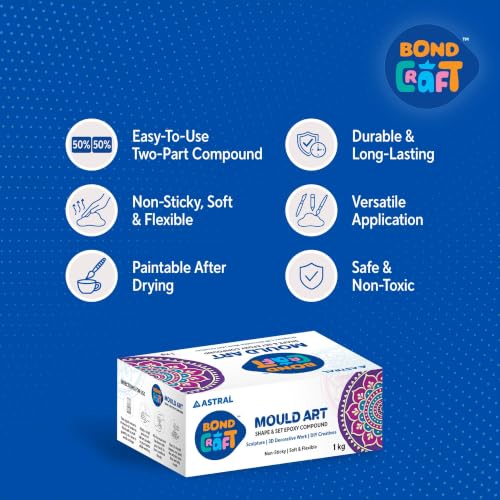 Image of Mould Art, 1Kg | (Pack of 2)| Air Dry Clay for Sculpting, 3D Art, Jewellery Making, Wall Hangings & DIY Projects | Durable & Easy to Use | For Artists, Students & Hobbyists