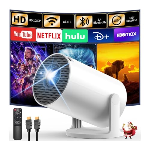 Proyector Portátil con Android TV, Yoton 1080P Soporte Mini Proyector con WiFi 6 Bluetooth 5.4,...