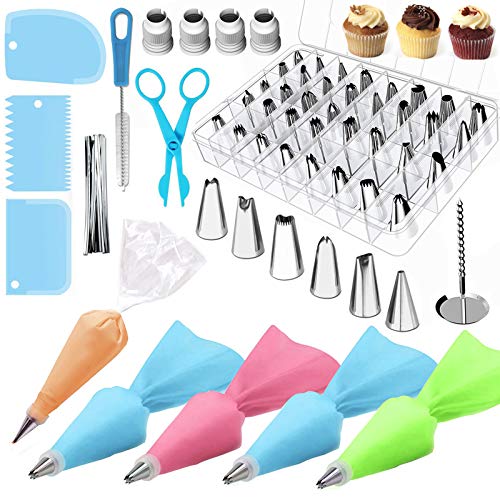 72-teiliges Kuchendekorationsset, Backwaren, Cupcakes, Edelstahl, Fondant, Eiscreme, Werkzeug, Zuckerguss, Spritztüllen, Backform, Gebäckbeutel Cover