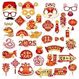 Marspark 40 Pcs 2025 Chinese New Year Decorations Snake Chinese Spring Festival Photo Booth Props Decorations Kit 2025 Lunar New Year of Snake Spring Festival Photo Prop for China Backdrop Party