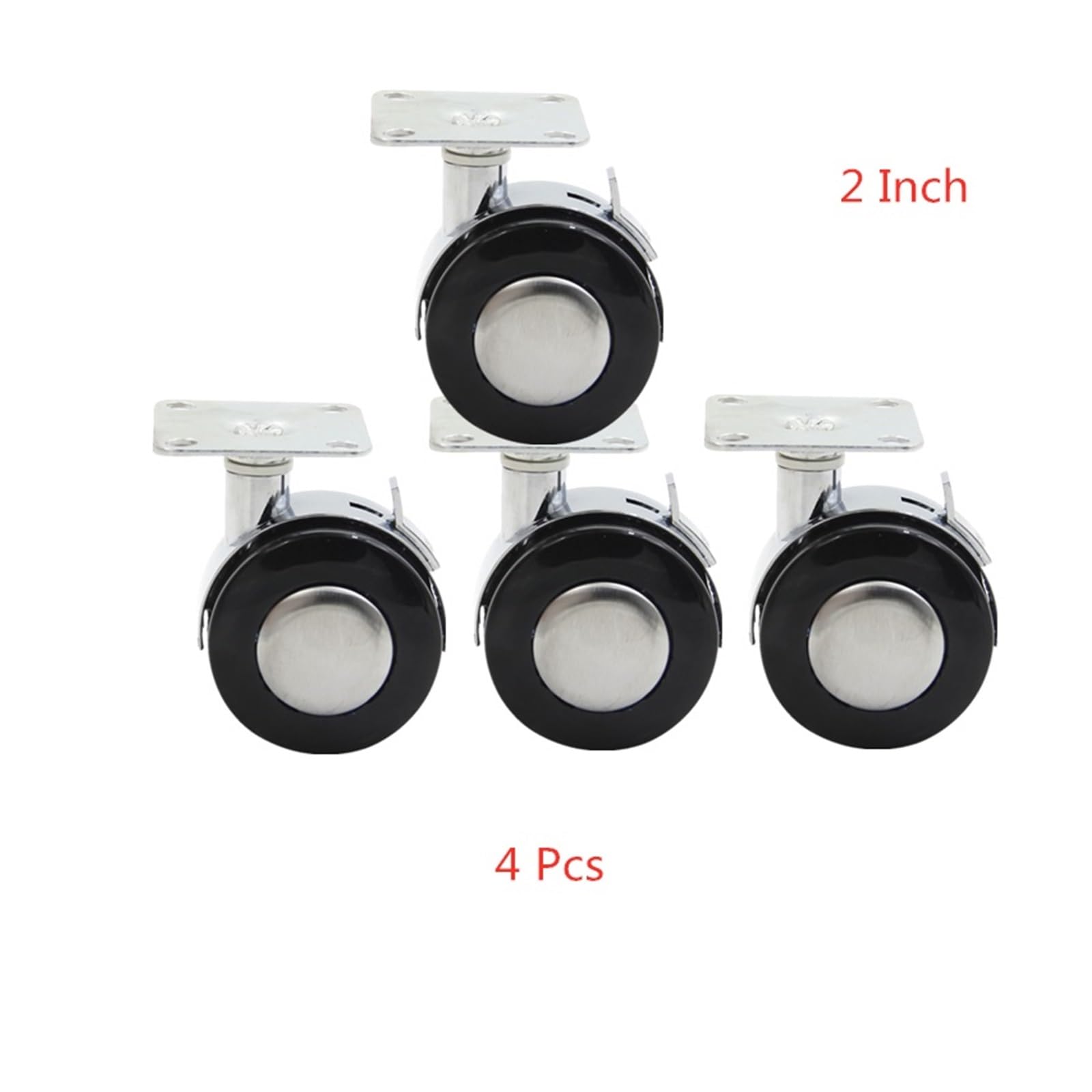 (Pack of 4) 2-inch Cabinet casters Coffee Table Pulley with Brake Universal Wheel Computer Flat Alloy