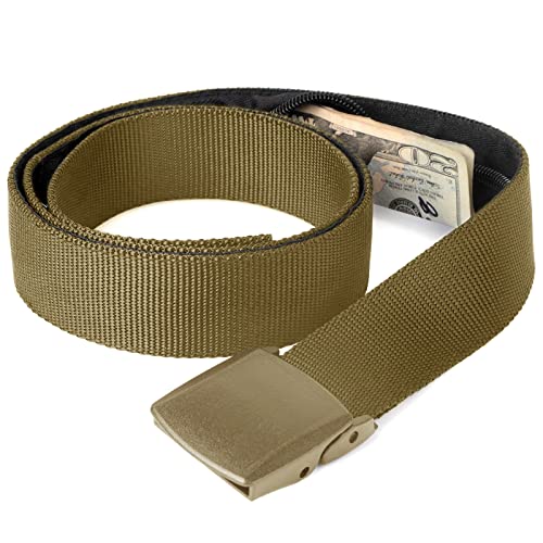 Image of Travel Security Money Belt with Hidden Money Pocket - Cashsafe Anti-Theft Wallet Unisex Nickel free Nylon Belt by JASGOOD
