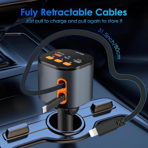 Cargador retráctil para coche con adaptador manos libres Bluetooth 5.3 para evitar multas 3