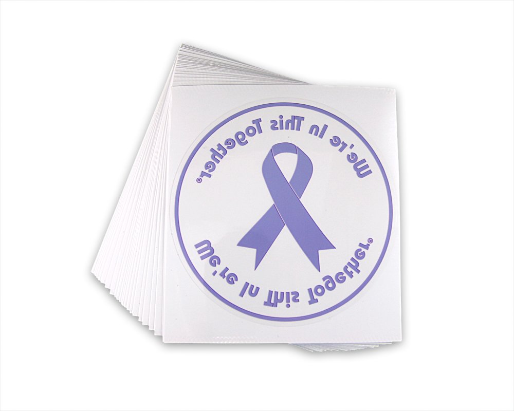 Fundraising For A Cause Purple Ribbon Awareness Car Window Decals (Wholesale Pack - 25 Decals)