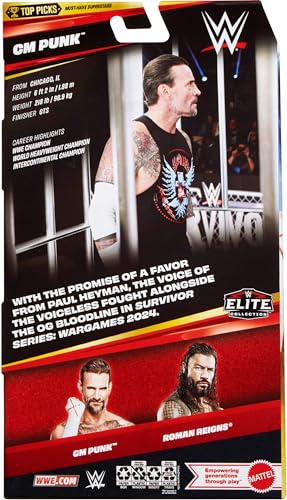 Mattel WWE Elite Collection Top Picks Action Figures & Accessories Set, 6-inch Collectible CM Punk with Swappable Hands & Ring Gear (Styles May Vary), JHV13 - Image 5