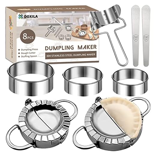 Dumpling Maker,Dumpling Mold Set and Cutter,Dumpling Press Molds Dumpling Skin Maker Stuffing Spoon Flour Ring Cutter,Chinese Dumpling Pie Ravioli Empanadas Press Mold Kitchen Accessorie