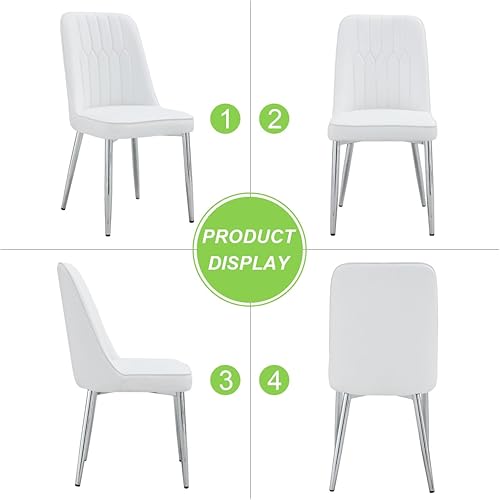 Miniatura 9 de Juego de 2 sillas de comedor modernas, sillas de comedor tapizadas, sillas de cocina con respaldo cómodo y patas cromadas plateadas, sillas de