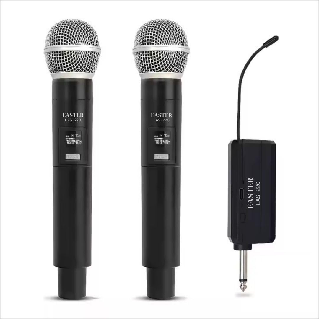 kh UHF Wireless Dual Handheld Mic System – Rechargeable Dual Mics with UHF Receiver with 6.35 mm Jack – Cordless Range ~30–60 m (Indoor/Outdoor, Karaoke, Classrooms, Parties)-image-41