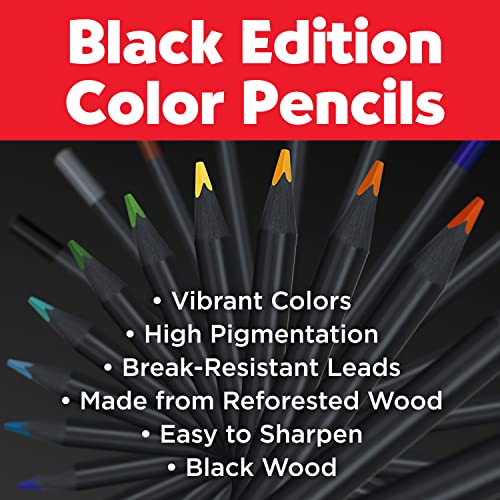 Image of Faber-Castell Blackwood 116450 Colouring Pencils, Black Edition, Pack of 50, Bright Colours with Soft Line, Black Wood