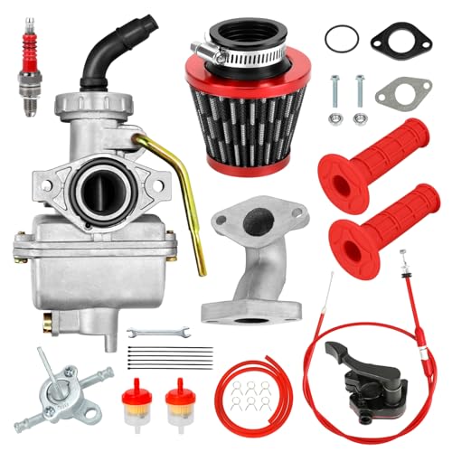 Image of FVRITO PZ20 Carburetor Kit Compatible with 125cc 110cc Tao tao Coolster Chinese ATV Quad 4 Wheeler Kazuma Baja Vitacci SunL 50cc 70cc 90cc 4 Stroke Engine Parts with 7 /8 Thumb Throttle Cable Assembly
