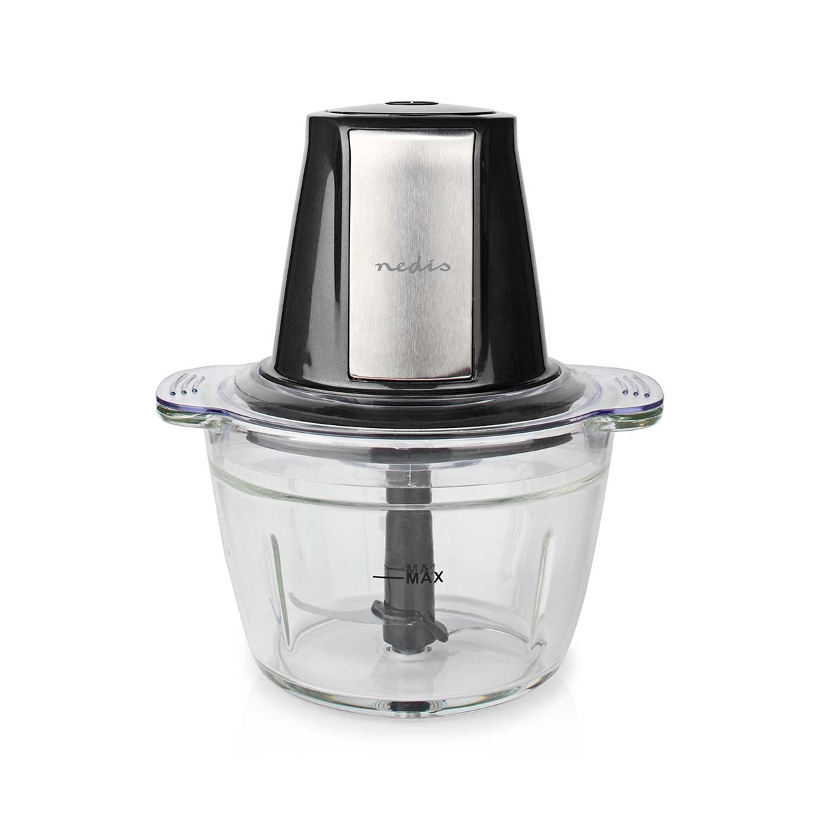Picadora de alimentos - 500 W - 1 l - Vidrio - 1 Nivel de velocidad - Negro/Plata