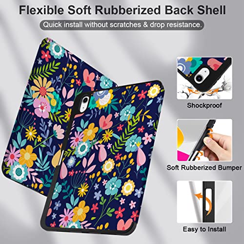 Dongke Case For Ipad 10Th Generation 10.9 Inch 2022, Trifold Stand + Pencil Holder + Auto Wake/Sleep + Soft Tpu Protective Stand Back Cover, Florals #TOP7
