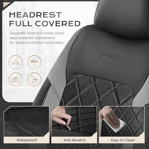 Image of Coverado Car Seat Covers, Seat Covers Full Set, 5 Seats Automotive Seat Cover, Mesh Breathable Seat Protectors, Universal Fit for Most Cars