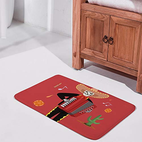 Tapis de bain squelette mexicain en velours corail doux 91cm