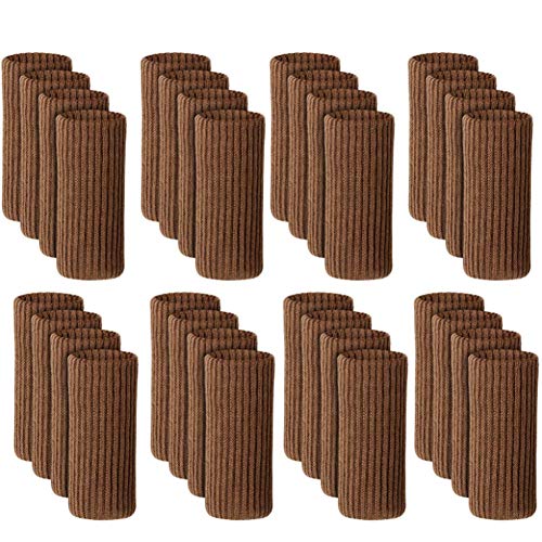 Stuhlbein-Socken, 32 Stück, hochelastisch, gestrickt, Möbelschutz, rutschfest, Stuhlbein-Füße, braun Cover