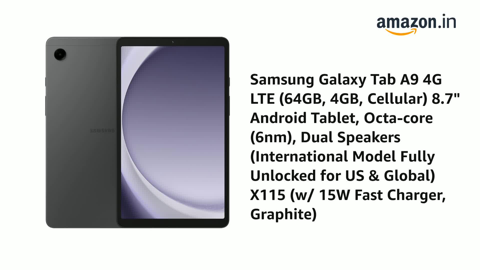 Samsung Galaxy Tab A9 シルバー 4GB 64GB Samsung Galaxy Tab A9 22.10 cm (8.7 inch) Display, RAM 4 GB