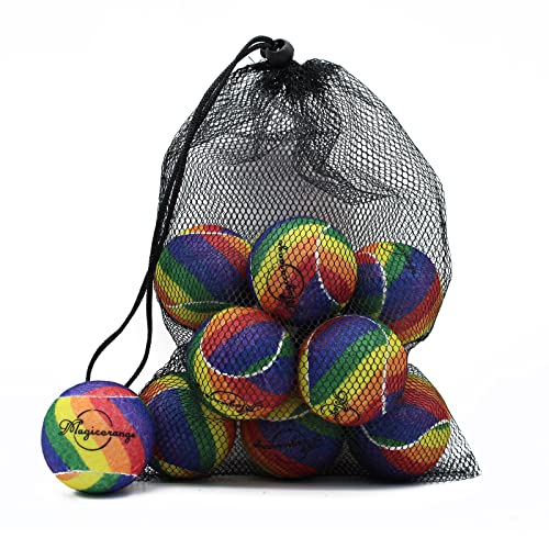 Image of Tennis Balls, Magicorange 12 Pack Advanced Training Tennis Balls Practice Balls, Pet Dog Playing Balls, Come with Mesh Bag for Easy Transport, Good for Beginner Training Ball (Rainbow)