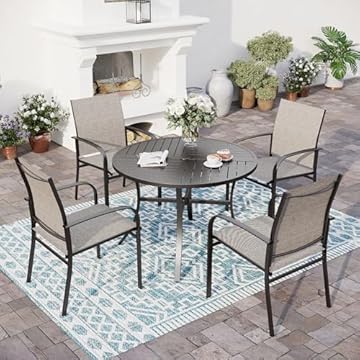 small round patio table and chairs
