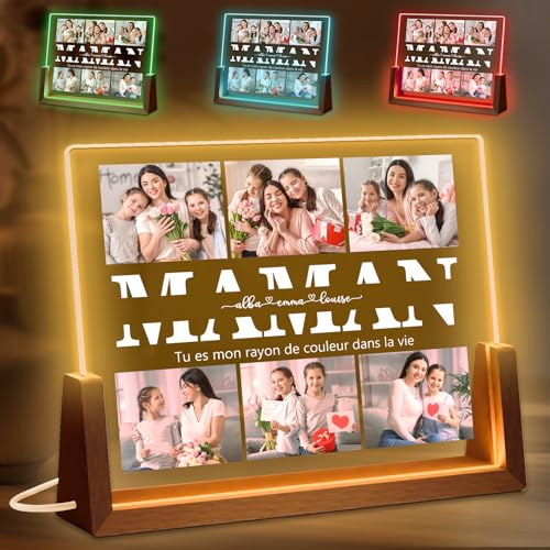 JOYENDER Plaque Photo Personnalisée Cadeau de Fête des Mères Cadeau de Fille Femme Cadeau de Mari Meilleur Maman Acrylique Cadeau Personnalisé pour Fête des Mères Meilleure Idée de Cadeau pour Maman