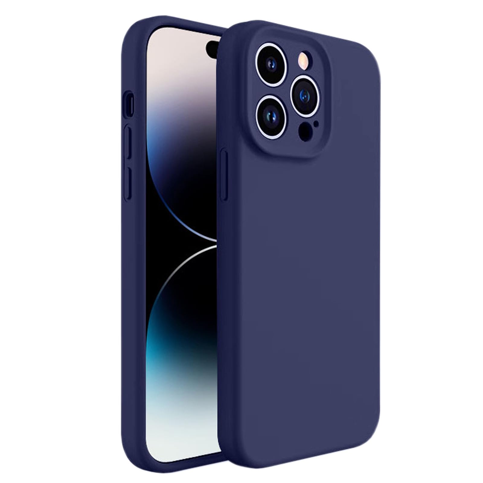 LXURY Ultra cienkie etui na iPhone'a 15 Pro Max/15 Pro/15 Plus/15, wysokiej jakości etui z płynnym silikonem z ochroną obiektywu aparatu, miękkie, nie żółknące etui, niebieskie, 38 cm