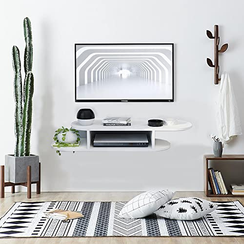 BiJun Étagère murale flottante pour TV - Console multimédia - Support pour routeur DVD - Pour Xbox One/PS4/box câble/lecteurs DVD/console de jeu - Équipement multimédia Cover