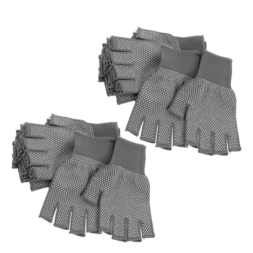 Anneome Guanti senza Dita Antiscivolo 10 Paia in Poliestere e Pvc Traspiranti per Ciclismo e Lavoro All'aperto Uomo e Donna, Guanti Meccanico Leggeri a Mezze Dita per Presa Sicura